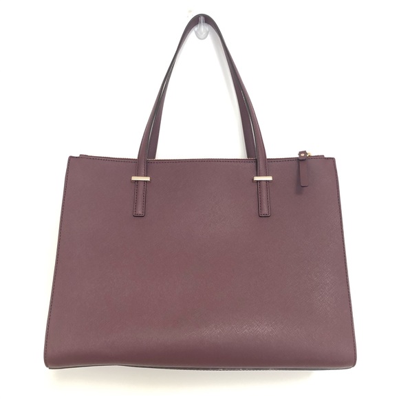 Kate Spade Tote Shoulder Bag Maroon Large Zipper - Picture 3 of 12